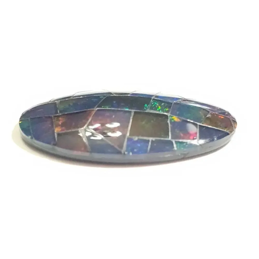 Large Australian Opal Mosaic Doublet Oval Cabochon 29.75 CT Loose Gemstone
